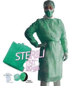 Camici monouso TNT Azzurri o Verdi   20gr. Sterili   10pz