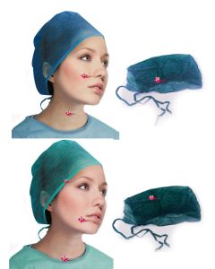 Cappellini  con lacci verde/azzurri 100pz 