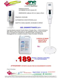 Piantana Colonna  con dispenser elettronico    IDS  per gel mani -   Sapone Liquido  