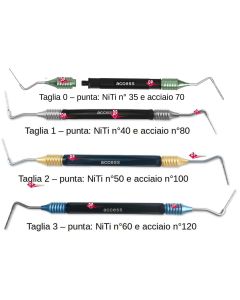 Plugger manuali con doppia estremità lavorante spreader in NiTi e pluggers in acciaio inox (tipo Buchanan®)