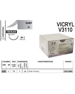 Aghi sutura Ethicon  Vicryl VISI-BLACK(ago nero) V 3040H - V3110H 
