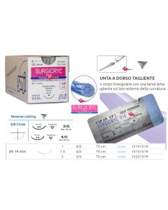 Aghi Sutura SMI Riassorbibile  Surgicryl (Vicryl) ago “Triangolare " 3/8 DS 19mm 12pz