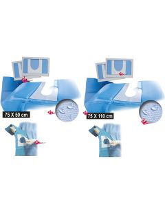 Teli Chirurgici Sterili lato ADESIVO a 75x100  e 75x50  collo ad U    10pz