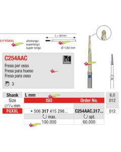 Frese Chirurgiche al Nitruro di ZIRCONIO 3pz. EDENTA -C254AAC